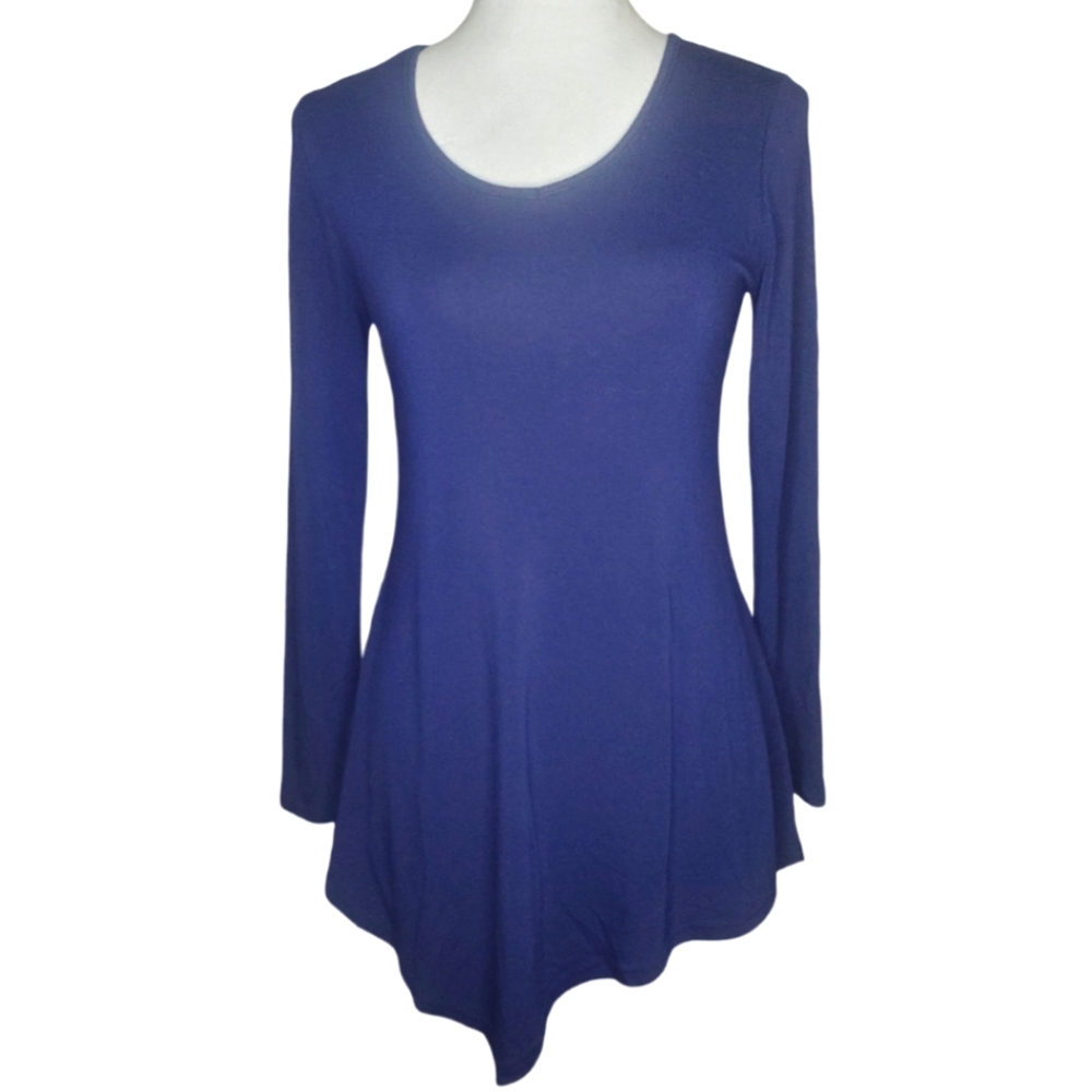 🦋DRSKIN Navy Blue Asymmetrical Scoop Neck Top